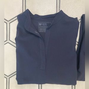 FIGS Lg Quiet Navy (Limited Edition*) Rafaela Top and Zamora joggers.